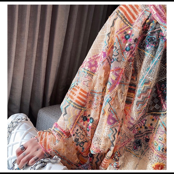 Sequin jacket bomber womens hoodie top rainbow - Picture 6 of 6